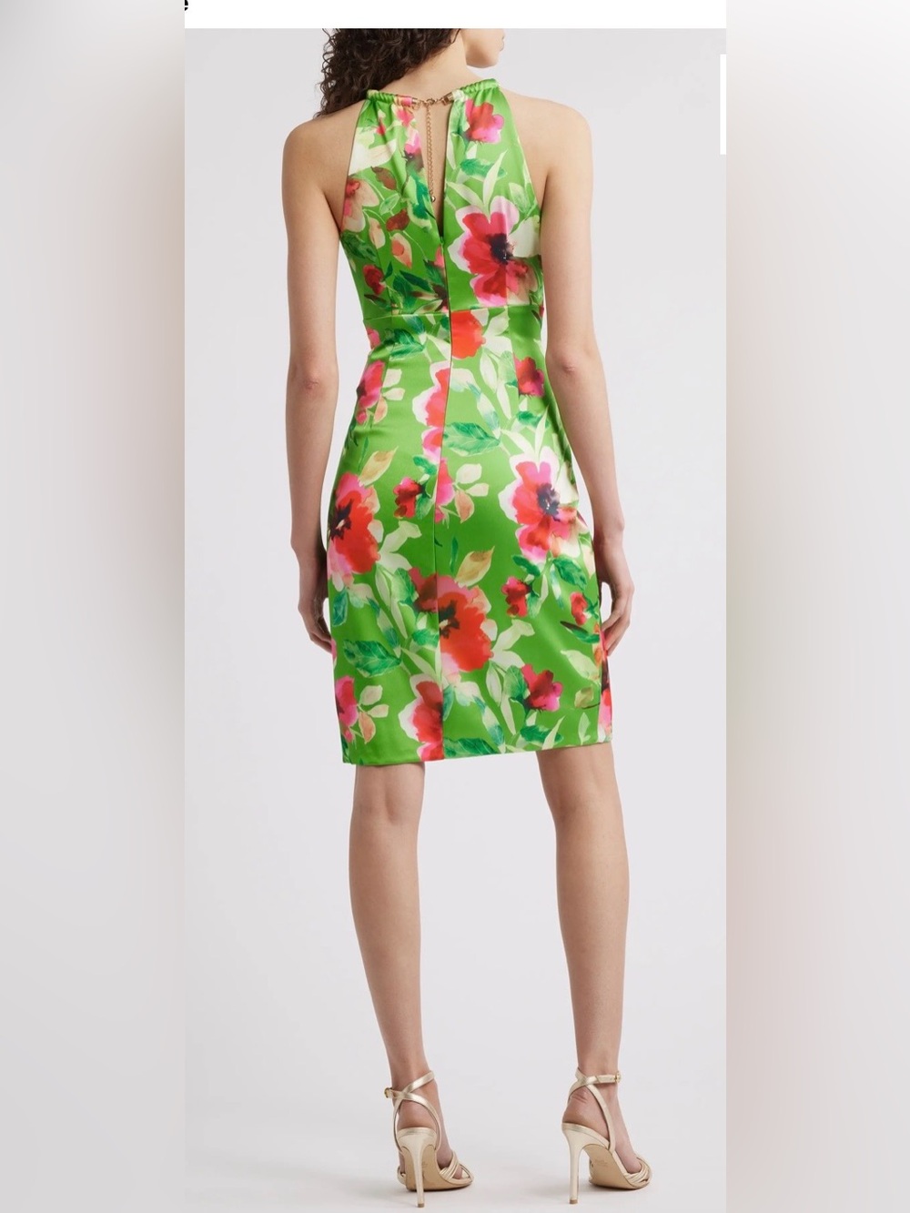 NWT Eliza J Floral Chain Halter Ruched Mini Dress Size 8 - Picture 3 of 9
